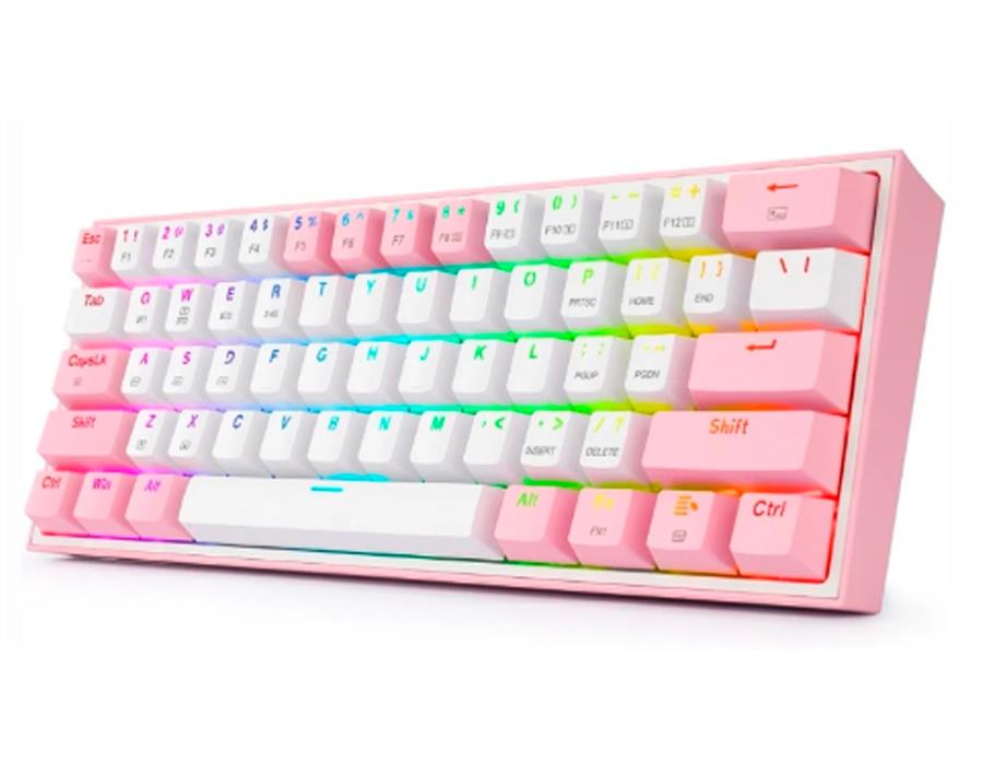 TECLADO MECANICO  FIZZ PRO K616 RGB BLANCO/ROSADO  SW. ROJO