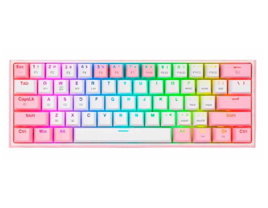 TECLADO MECANICO  FIZZ PRO K616 RGB BLANCO/ROSADO  SW. ROJO