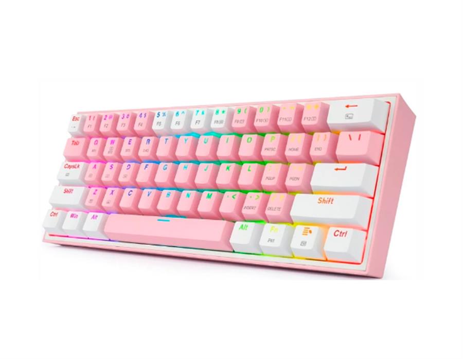 TECLADO MECANICO  FIZZ PRO K616 RGB ROSA/BLANCO