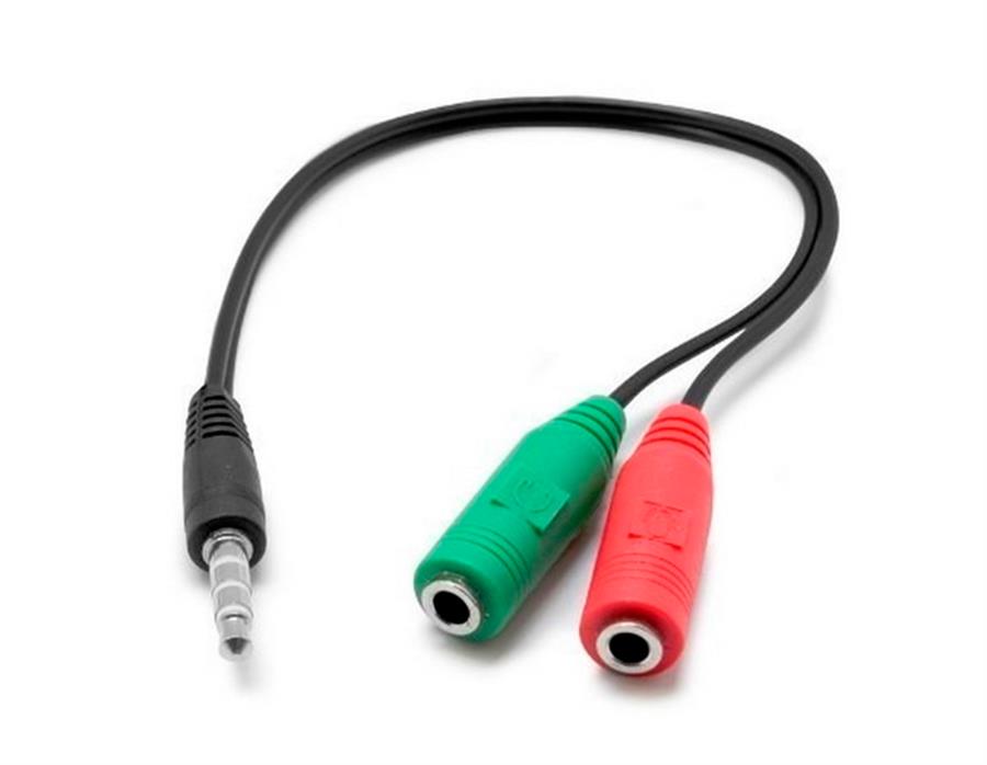 CABLE ADAP. PLUG 3.5 - 2 HEMBRAS a 1 MACHO AUDIO/MICROFONO  BULK