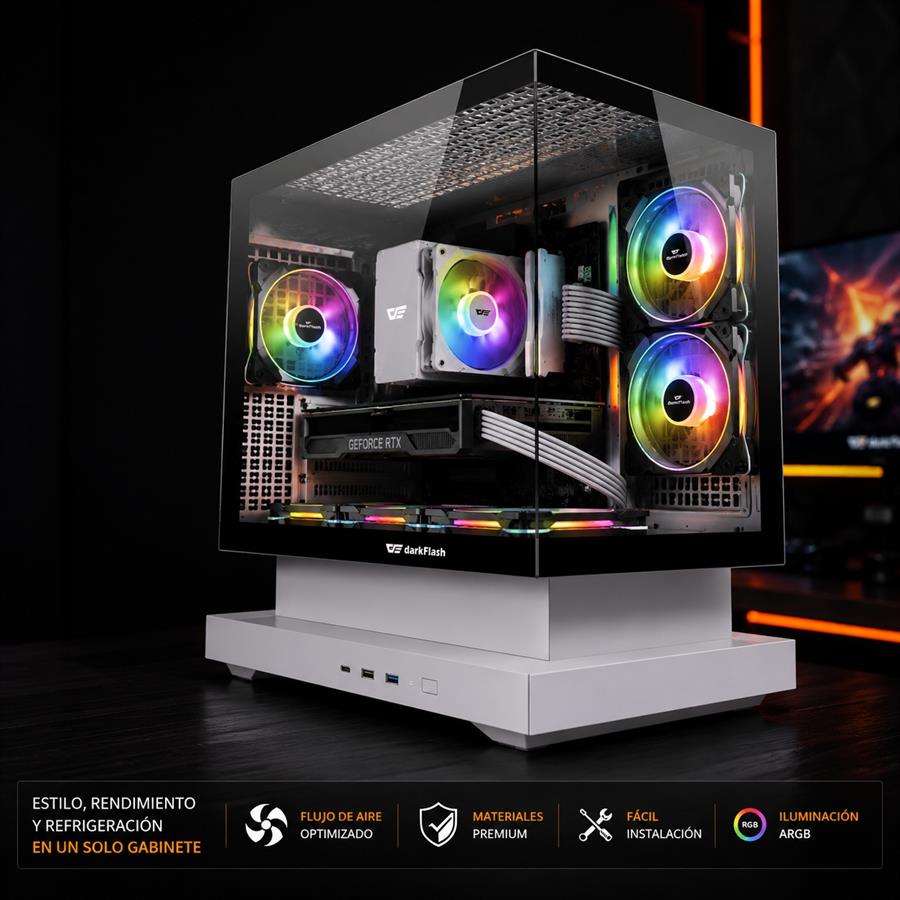 AIGO GABINETE GAMER  FLOATRON F1  6 FANS ARGB - BLANCO