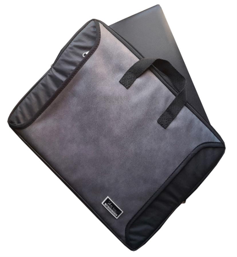 FUNDA NOTEBOOK 15.6 PULGADAS CON MANIJAS + BOLSILLO P/ CARGADOR -  GRIS