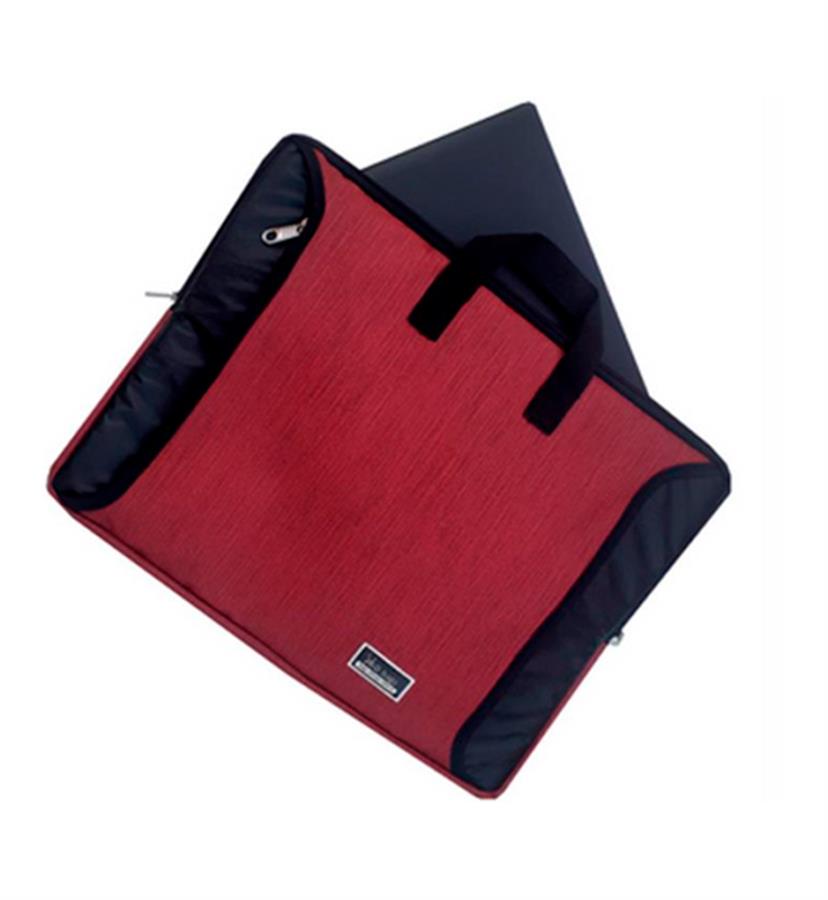 FUNDA NOTEBOOK 14 PULGADAS CON MANIJAS + BOLSILLO P/ CARGADOR ROJO
