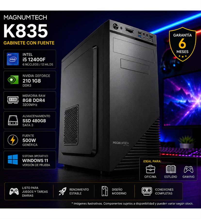 PC ARMADA INTEL CORE I5 12400F 8GB RAM 480GB