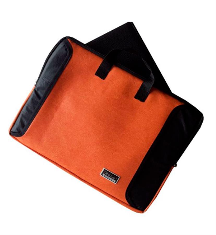 FUNDA NOTEBOOK 14 PULGADAS CON MANIJAS + BOLSILLO P/ CARGADOR NARANJA