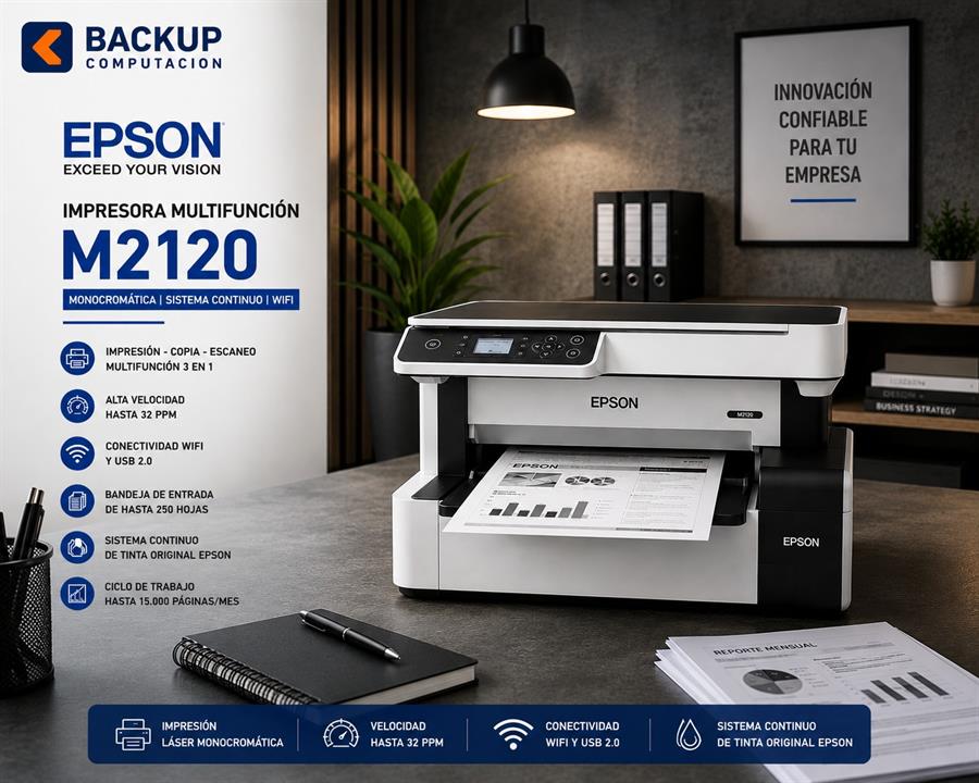 IMPRESORA   MULTIFUNCION EPSON  M2120 MONOCROMATICA SISTEMA CONTINUO WIFI