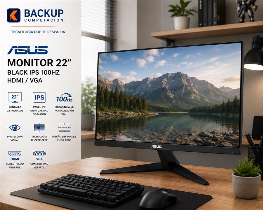MONITOR 22"  BLACK IPS 100HZ HDMI/VGA