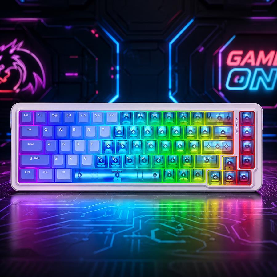 NOVA K709PLB TECLADO GAMER  RGB 65% USB-C - BLANCO MAGNETICO
