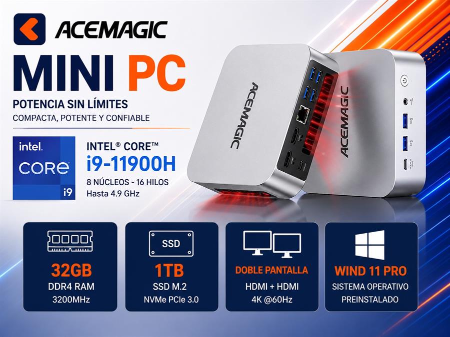 MINI PC INTEL CORE I9-11900H 32GB RAM 1TB SSD WIND 11 PRO