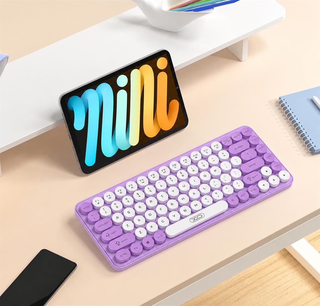 TECLADO INALAMBRICO BLUETOOTH 80% XO-KB-12  LILA TRICOLOR