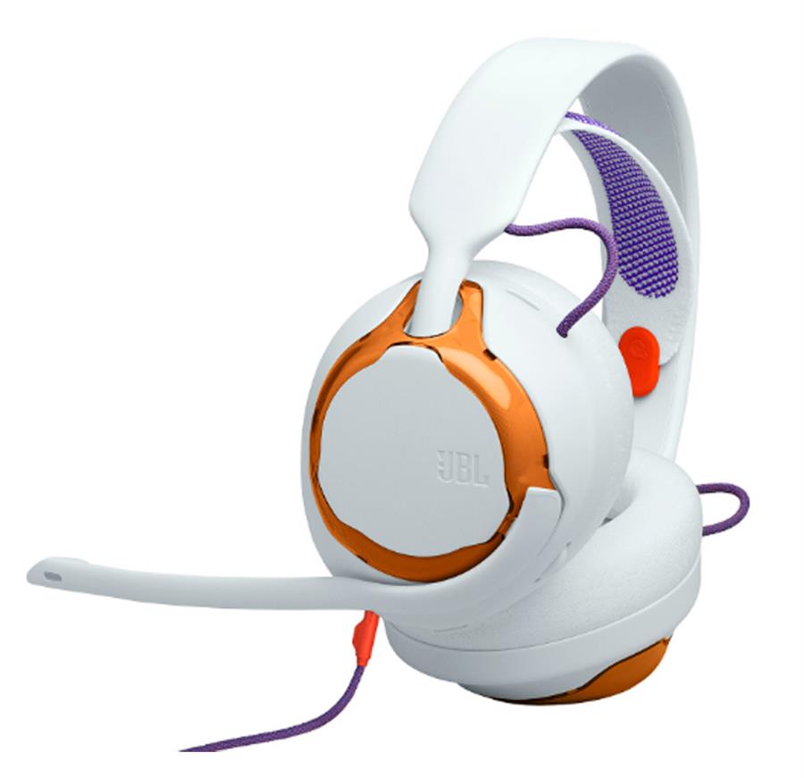 HEADSET GAMER QUANTUM 250 CON CABLE BLANCO Y NARANJA