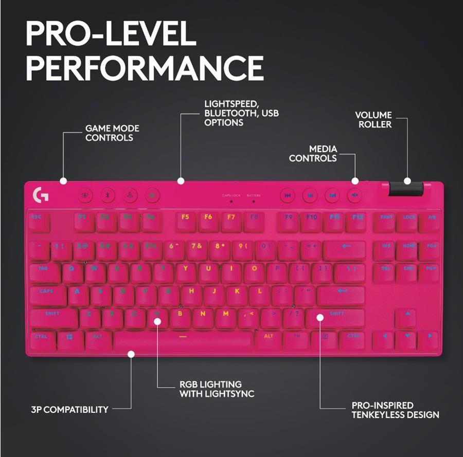 TECLADO INALAMBRICO PRO X  LIGHTSPEED MAGENTA
